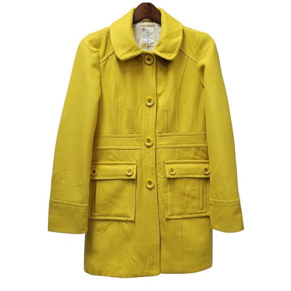 Tulle Front Button Coat Yellow Women's Size Small. Excellent Condition Pre-owned - Picture 1 of 10
